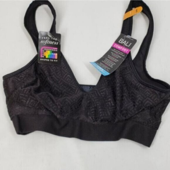 NEW Bali Smoothing Comfort Bra Black Wide Strap Support Size Small - Picture 5 of 9